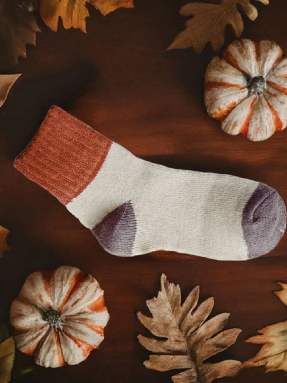 Chelsea Colorblock Womens Crew Socks Beige with Brown and Gray Gift Packaged